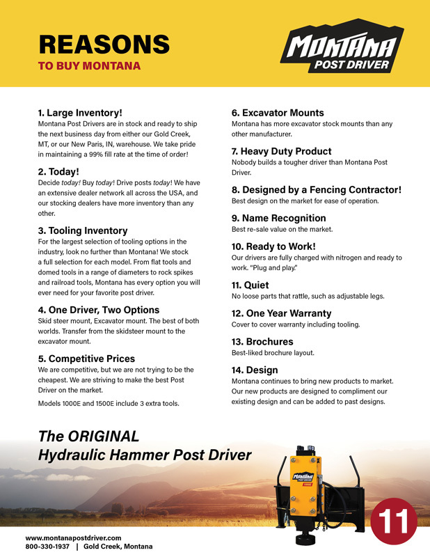 Product Brochures – Montana Post Driver | The ORIGINAL Hydraulic Hammer Post Driver